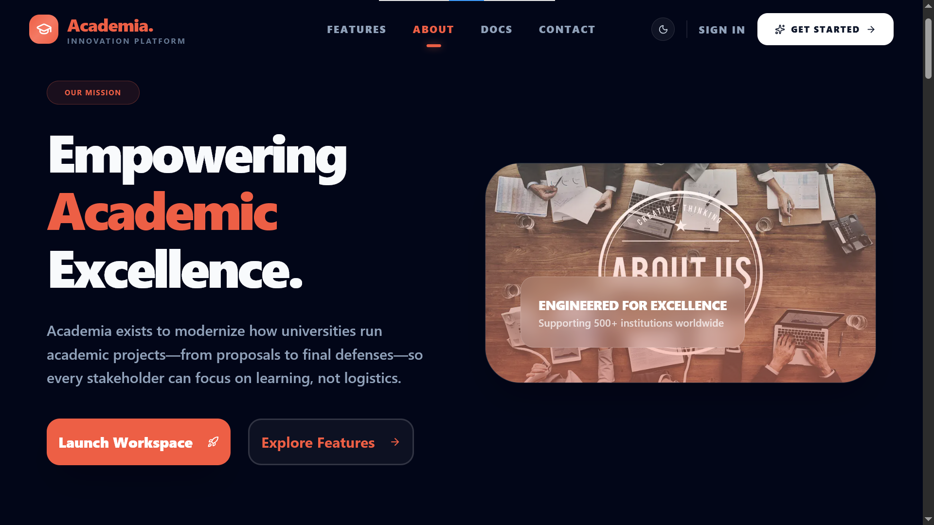 Academia public about page