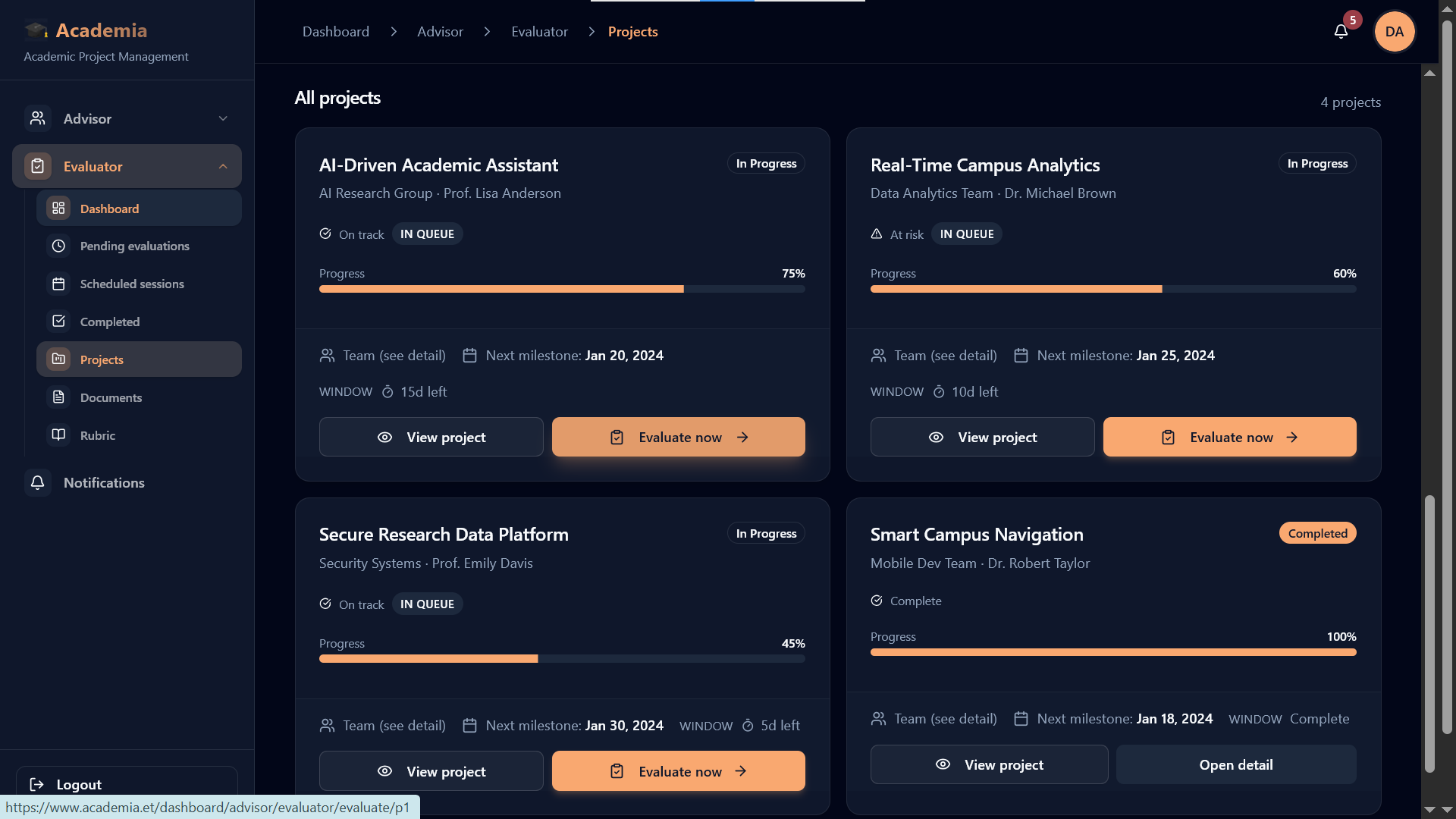 Evaluator scoring workspace
